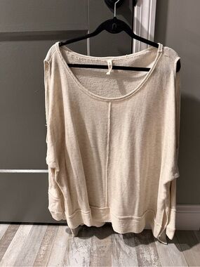 My Beloved Ivory Cream Tan cold Open shoulder Sweater Sweatshirt Size XLarge